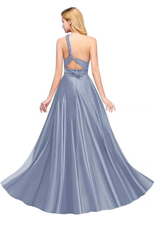 Grey Blue Bridesmaid Dresses Infinity Dress Multiway Convertible Backless Milk Silk Wedding Evening Party Gowns Party Dresses