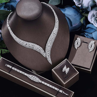 Cubic Zirconia Bridal Wedding Jewelry Set Bridal 4-piece Set Women's Jewelry Set Jewelry Brand Reproduction