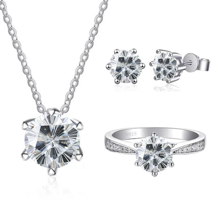 Moissanite Jewelry Set With 1CT D Color VVS 3EX moissanite stone pass diamond test Wedding Luxury Fine Jewelry gift