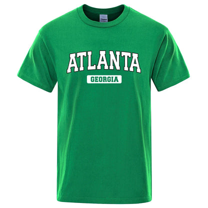 Atlanta Georgia Usa City Letter Tops Men Summer Oversize T-Shirts Cotton Loose T Shirts Fashion Breathable Male Short Sleeves