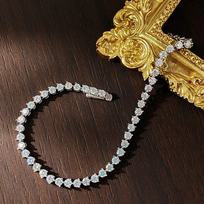 3 Claw Moissanite Tennis Bracelet 3mm GRA Certified Diamond Bracelet Chain s925 Sterling Silver Bracelets for Women Man