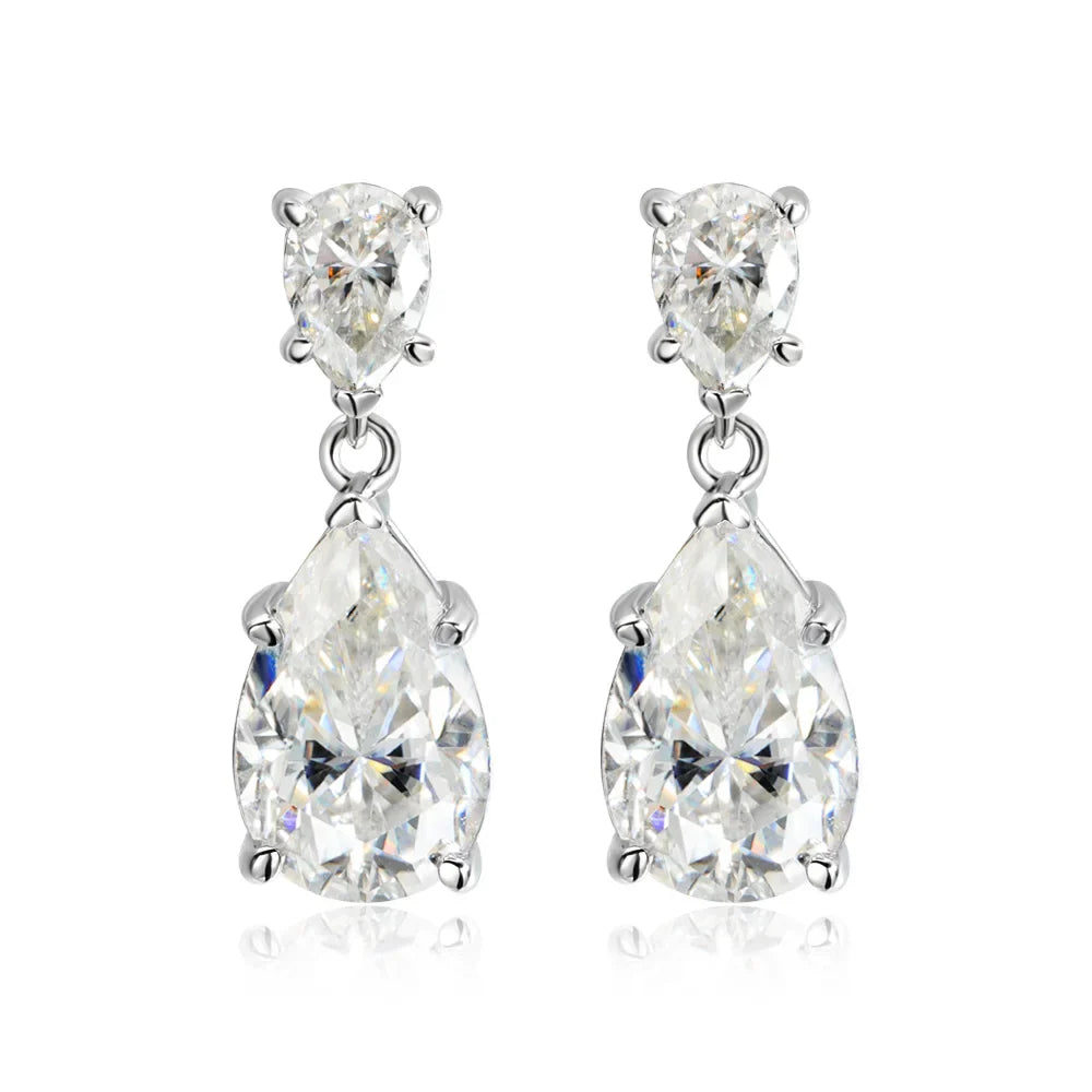 7 Carat Water-drop Pear Cut D Color Moissanite Diamond Engagement Drop Earrings For Women 925 Sterling Silver Fine Jewelry