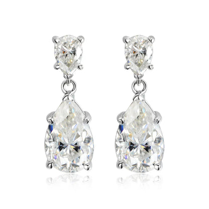 7 Carat Water-drop Pear Cut D Color Moissanite Diamond Engagement Drop Earrings For Women 925 Sterling Silver Fine Jewelry