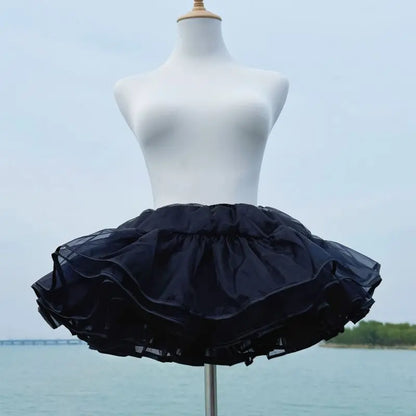 Lolita Boneless Crinoline Petticoat Black Ultra Poof Soft Mesh Short Skirt Flight Heaven Underskirt for Kawaii Style 25-45cm