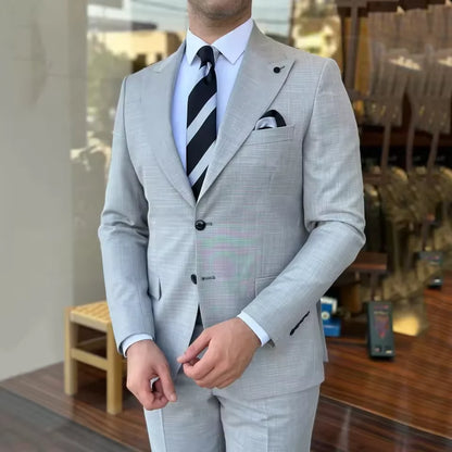 Two piece fashion suit men's formal business suit round neck wedding dress tailcoat jacket pants clothing men's clothing