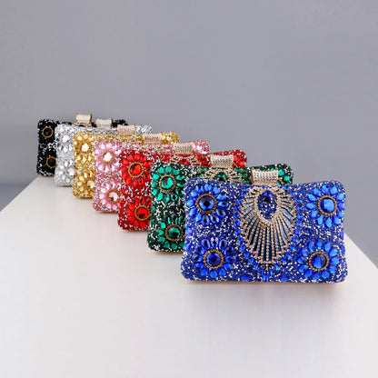 Acrylic Flower One Side Glitter Tassel Women Evening Bags Diamonds Small Day Clutch Luxury New Chain Shoulder Handbags For Party