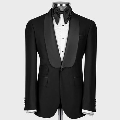 Men Suit 2 Pieces Black With Lapel Single Button Solid For Wedding Banquet Party Prom Business Work Daily Set Jacket And Pants