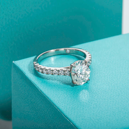 2 Carat Oval Cut D Color Moissanite Ring 18K Gold Plated 925 Sterling Silver Engagement Wedding Rings Wholesale