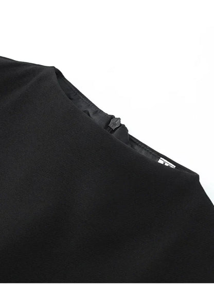 Elegant Black Turtleneck Cloak Tops Women Solid Short Sleeve Waist Cinching A-line Short Top 2026 Lady Spring Street Outwear