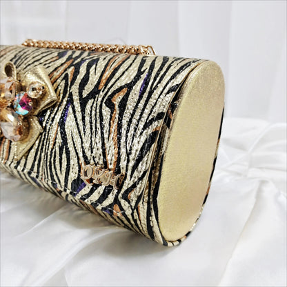 Fashion Women Elegant Gold High Heel Shoe and Matching Bag Set with Rhinestone Accents Stylish Peep Toe Design for Party