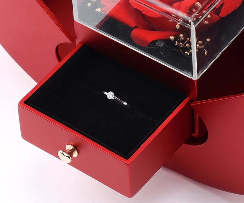Luxury Red Zircon Pendant Necklace With Apple Gift Box Fashion Jewelry For Women Girlfriend 2023 New Romantic Christmas Gifts