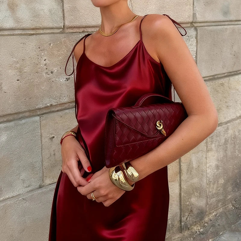 Original Women's Satin Champagne Dress Sleeveless Sexy Backless Evening Dresses Guest Elegant Bridesmaid Long Evening Gown