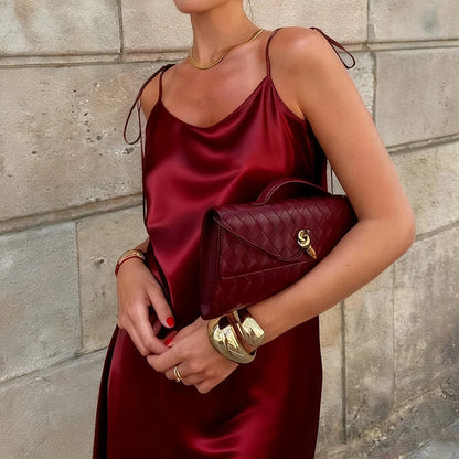 Original Women's Satin Champagne Dress Sleeveless Sexy Backless Evening Dresses Guest Elegant Bridesmaid Long Evening Gown