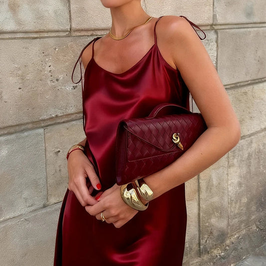 Original Women's Satin Champagne Dress Sleeveless Sexy Backless Evening Dresses Guest Elegant Bridesmaid Long Evening Gown