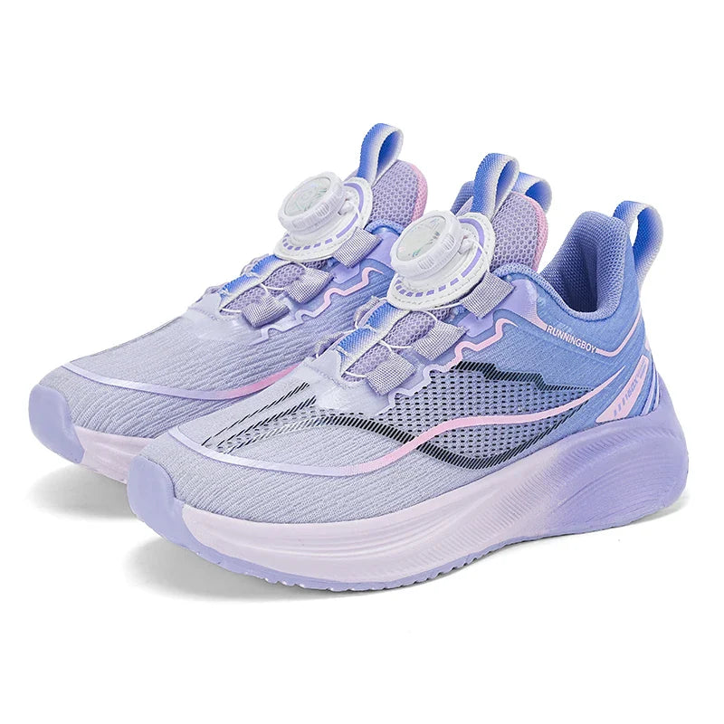 Outdoor Lace-up Boys Girls Knit Jogging Shoes Gym Sneakers Children‘s Basketball Shoes Non-slip Breathable Sports Training Shoes