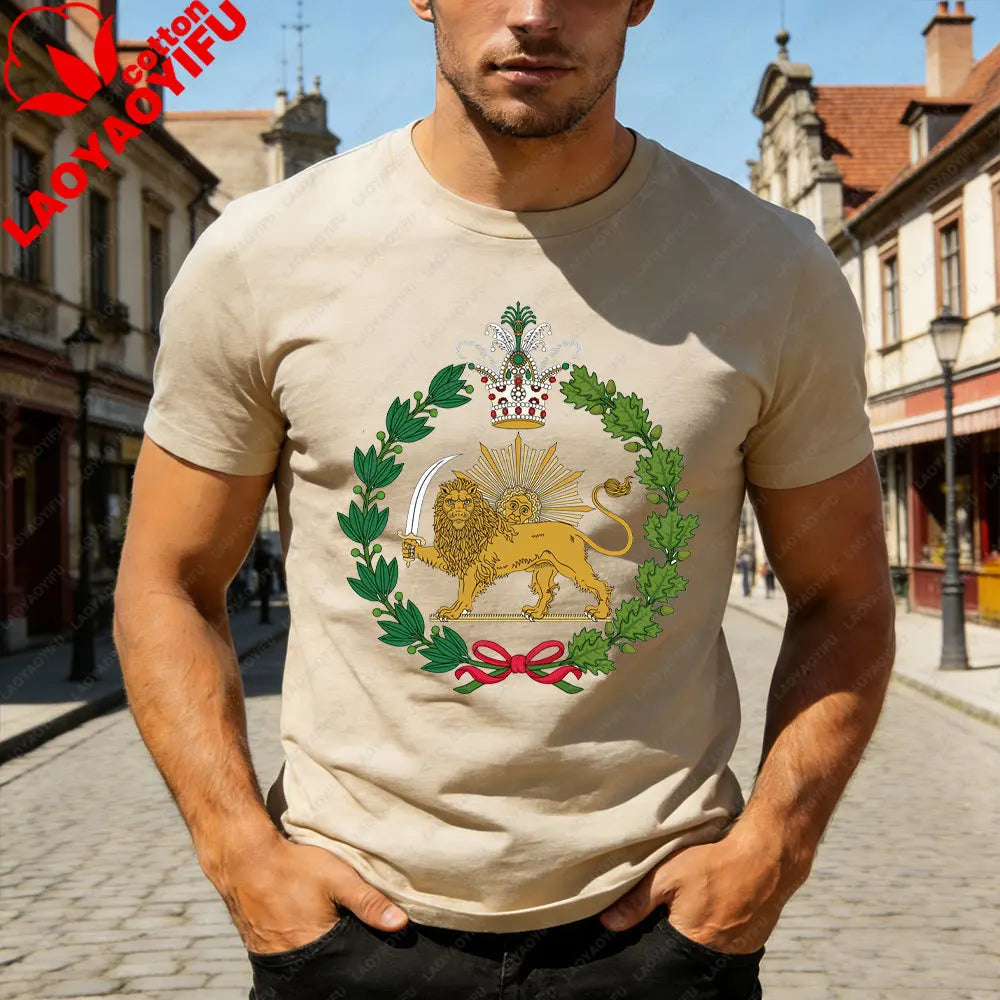 Lion and Sun Iran Persian Flag Iran Tshirt Khorshid Graphic T-Shirt Daily Life Casual Men Women Unisex Cotton Streetwear