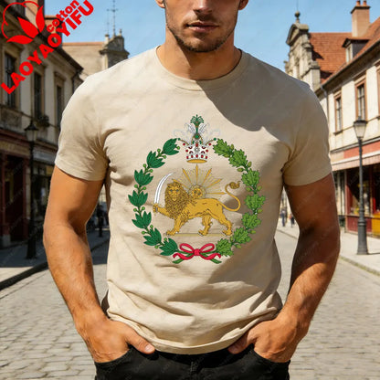 Lion and Sun Iran Persian Flag Iran Tshirt Khorshid Graphic T-Shirt Daily Life Casual Men Women Unisex Cotton Streetwear