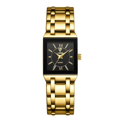 Luxury Quartz Wristwatches For Women Men Business Watch Simple Design Black Gold Stainless Steel Waterproof Quartz Clock
