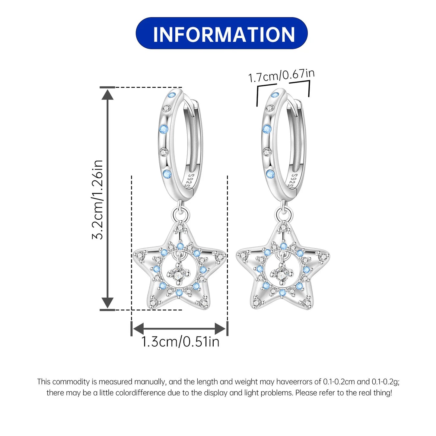 925 Sterling Silver Multi Layer Starry Tassel Drop Earrings Women Earrings Charm Trend Versatile Party Jewelry Gifts