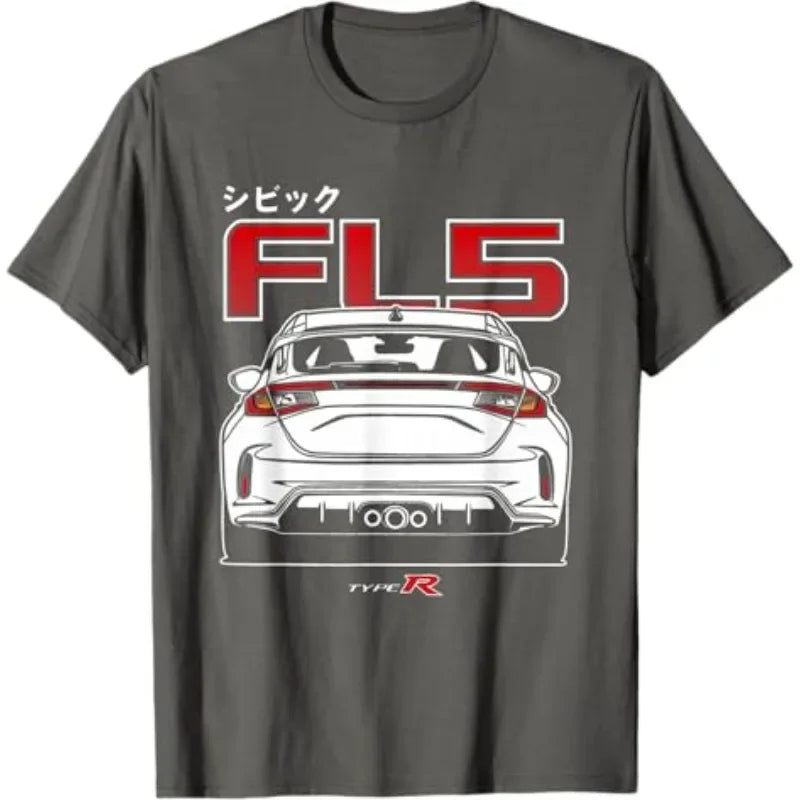 2026 Civic Type R FL5 JDM Performance Spoiler Graphic T-Shirt 100% Cotton Black Adult Automotive Enthusiast Casual Tee