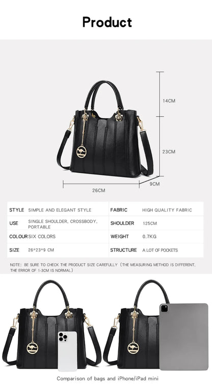Genuine Brand Fashion Luxury High Quality 3 Layers Leather Handbag Women 2024 Crossbody Bags for Women Lady Large Capacity 2024