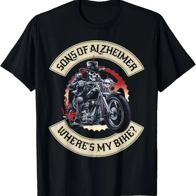 Men's Alzheimer's Awareness Biker Graphic T-Shirt - Son of Alzheimer's  Motorcycle Design with Skull & Biker Gang Lettering
