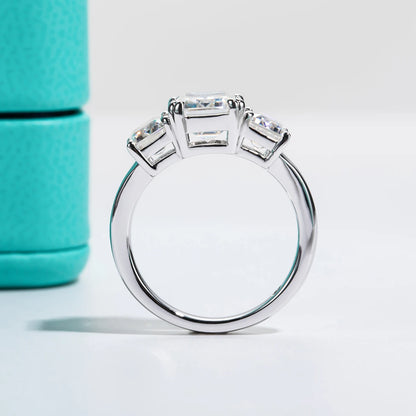 5cttw Emerald D Color Moissanite Engagement Ring 925 Sterling Silver Three-Stone Ring For Women Jewelry Wholesale