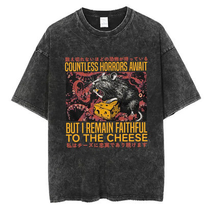 I Do Not Think Therefore I Do Not Am T-shirt Funny Japanese Style Opossum Vintage Washed T Shirt Unisex Fashion Humor T-shirts