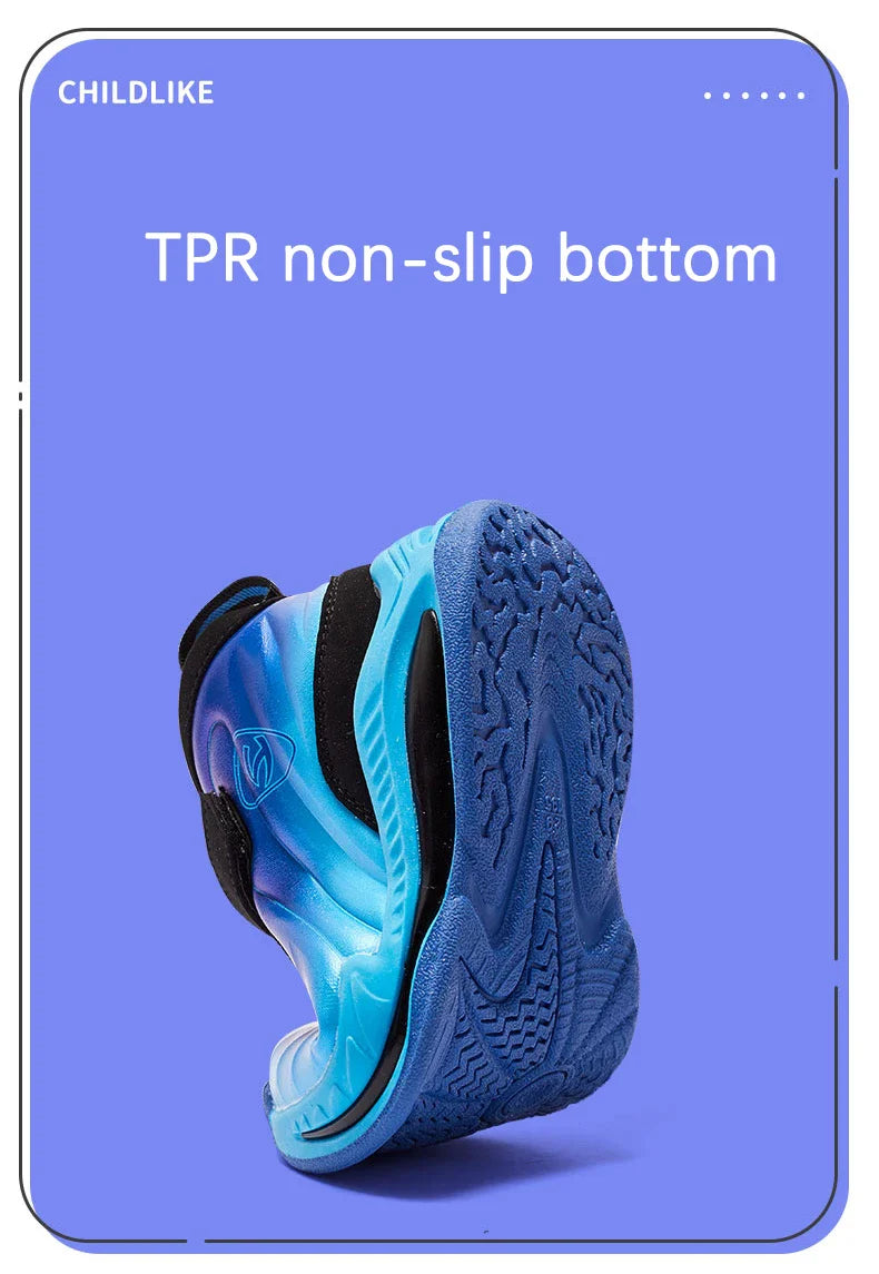 Trend Cool Kids Shoes Leather Lightweight Breathable Boy Girl Sneakers Basketball Shoes Non-slip Children Outdoor Running Shoes