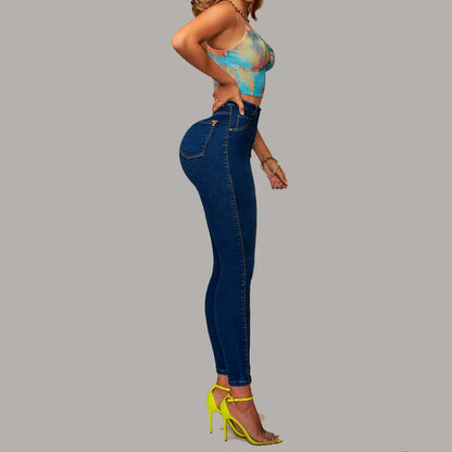 Calça Jeans Feminina Skinny Lápis Cintura Alta Elástica Reta Calça Feminina Streetwear Elástica Justa