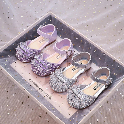 Princess Girls Party Shoes Children Sandals Gorgeous Rhinestone Low Heels Shoes Girl Sandals mary janes Dress Shoes Child I06106
