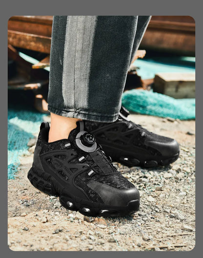 Anti-slip Safety Shoes Men Rotary Button Safety Shoes for Men Work Shoes Anti-smash Men's Sports Shoes Safety Pro