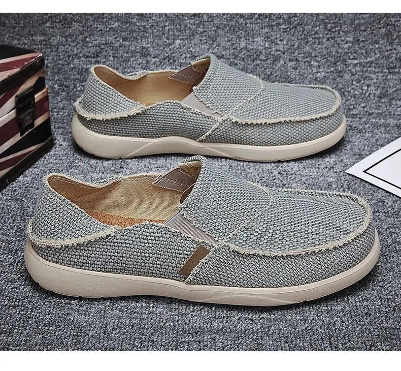 2024 Summer Men Canvas Shoes Espadrilles Breathable Casual Shoes Men Loafers Comfortable Ultralight Lazy Boat Shoes Big Size 47