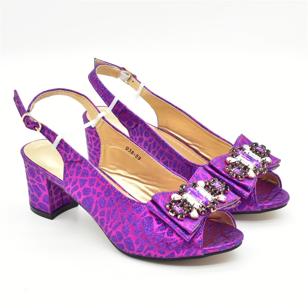 Purple Shoe and Bag Set for Party in Women Italian Shoe and Bag 2026 High Quality Elegant Heeled Shoes for Women African Pumps