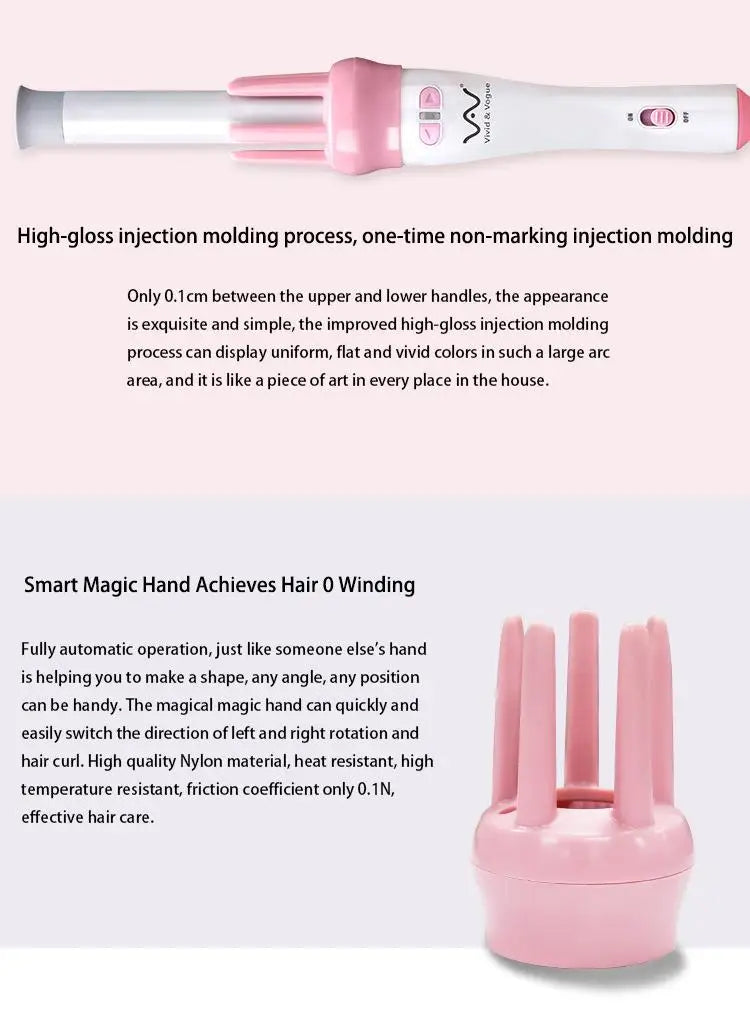 28mm magic curler set pink automatic curler lazy curler with free hair clip comb (VAV-022B authentic)