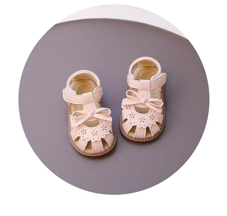 Summer Baby Girls Sandals Cut-Outs Lace Princess Shoes Children Sandals Anti Slip Soft Sole Toddler Kids Beach Shoes Size 15-25