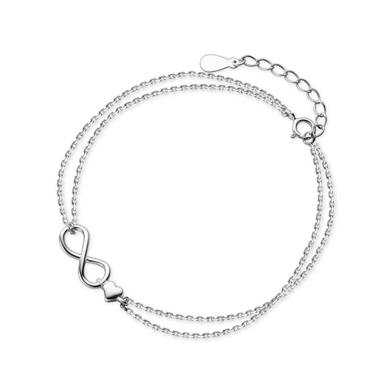 Sterling Silver 925 Clasp Lobster Chain Bracelet For Women  Infinite Love Simple Silver Fine Jewelry Female Gift Pulsera