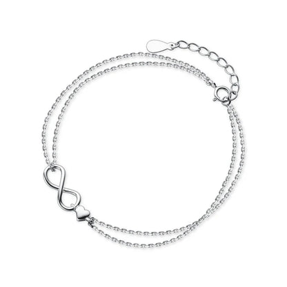 Sterling Silver 925 Clasp Lobster Chain Bracelet For Women  Infinite Love Simple Silver Fine Jewelry Female Gift Pulsera