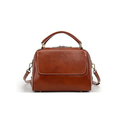 Genuine Leather Women's Handbag Cowhide Shoulder Bag Large Capacity Boston Crossbody Satchel For Fashion Bolsa Two Straps