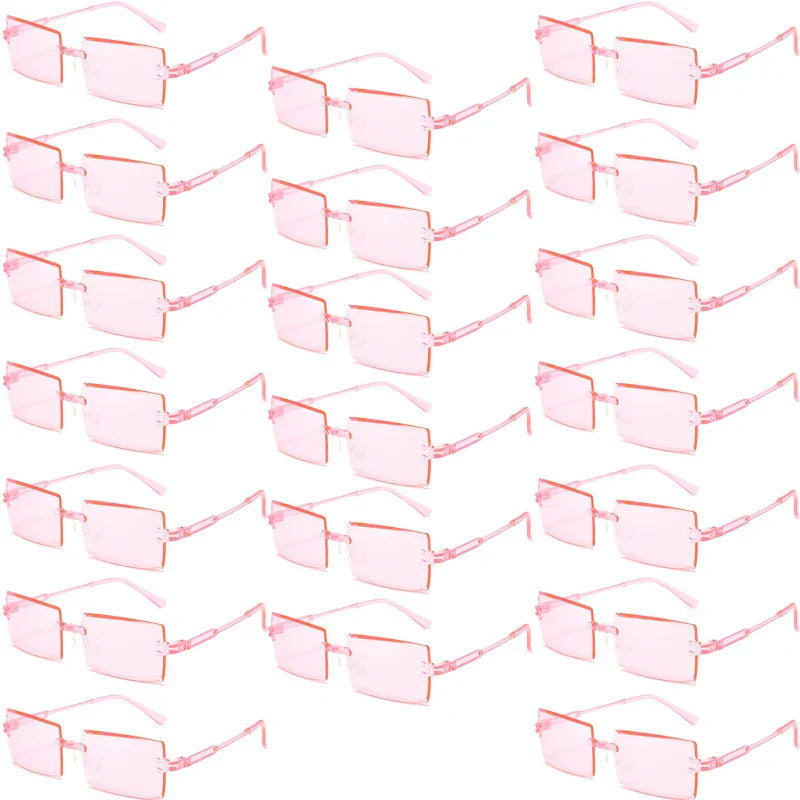 20 Pcs Per Set Rimless Rectangle Sunglasses Fashion Gradient Ocean Lenses Shades Ins Trendy Beach Vacation Sun Glasses