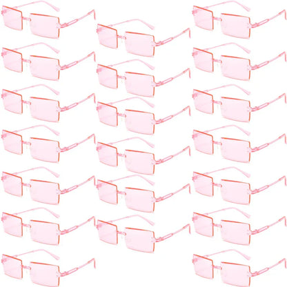 20 Pcs Per Set Rimless Rectangle Sunglasses Fashion Gradient Ocean Lenses Shades Ins Trendy Beach Vacation Sun Glasses
