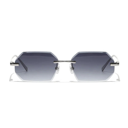 Sunglasses Men Brand Designer Fashion Rimless Sun Glasses Shades Diamond Cut Lens Ladies Frameless Metal Eye glasses
