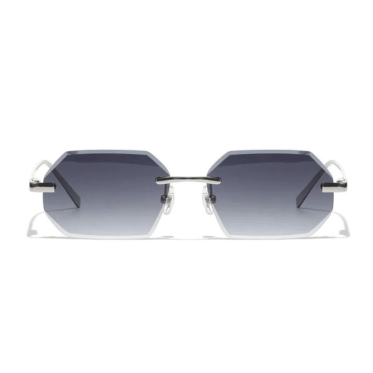 Sunglasses Men Brand Designer Fashion Rimless Sun Glasses Shades Diamond Cut Lens Ladies Frameless Metal Eye glasses