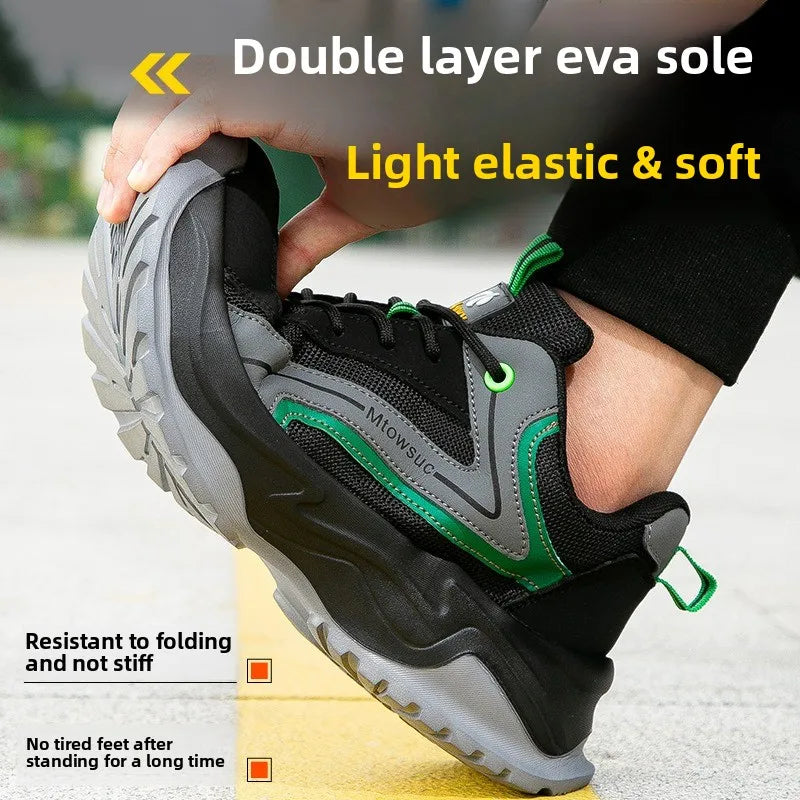 Men's Labor Protection Shoes Anti-Smashing Anti-Piercing Lightweight Breathable Wear-Resistant Safe Work Shoes