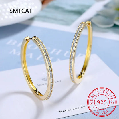 Princess Cut Moissanite Diamond Hoop Earring 925 Sterling Silver for Women 18k Gold Sparkling Square Huggie Fine Jewelry