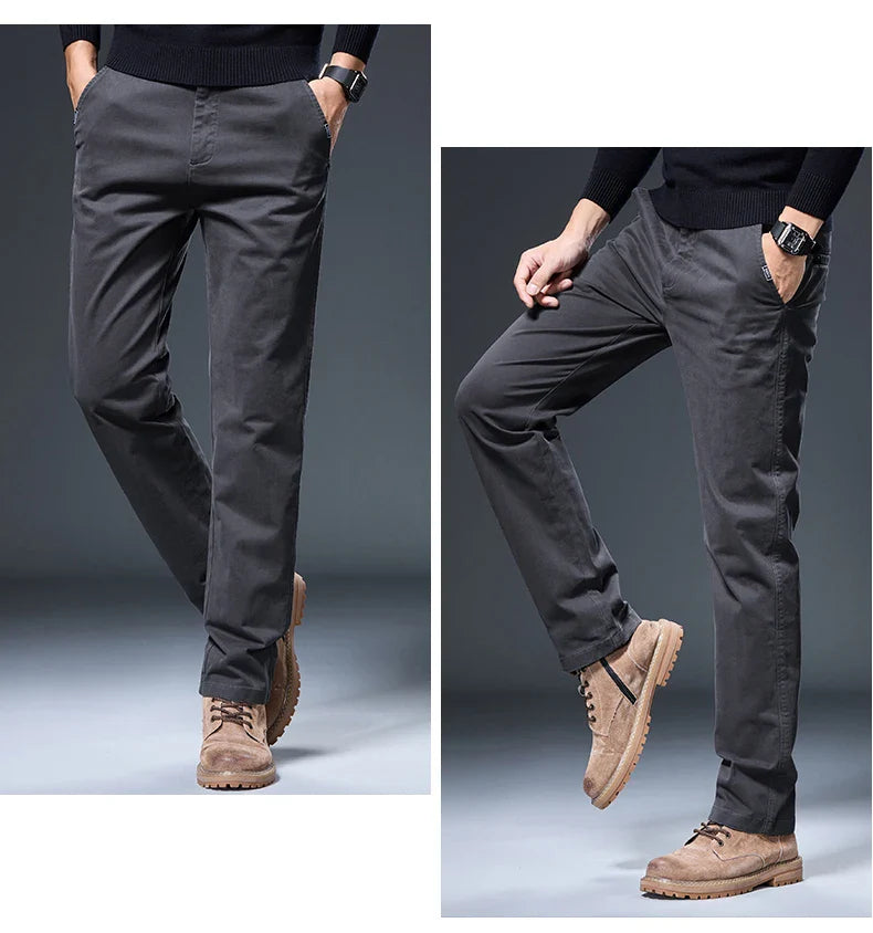 Spring Autumn Male Casual Pants Korean Mens Clothing Business Straight Work Trousers Solid Color Classic Versatile Man Pants