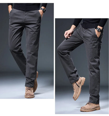 Spring Autumn Male Casual Pants Korean Mens Clothing Business Straight Work Trousers Solid Color Classic Versatile Man Pants