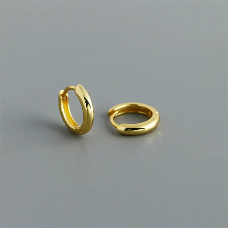 925 Sterling Silver Simple Matte Bohemian Round Ear Buckle for Women Punk Unisex Rock Hoop Earring Jewelry Accessories