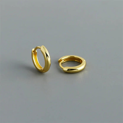 925 Sterling Silver Simple Matte Bohemian Round Ear Buckle for Women Punk Unisex Rock Hoop Earring Jewelry Accessories