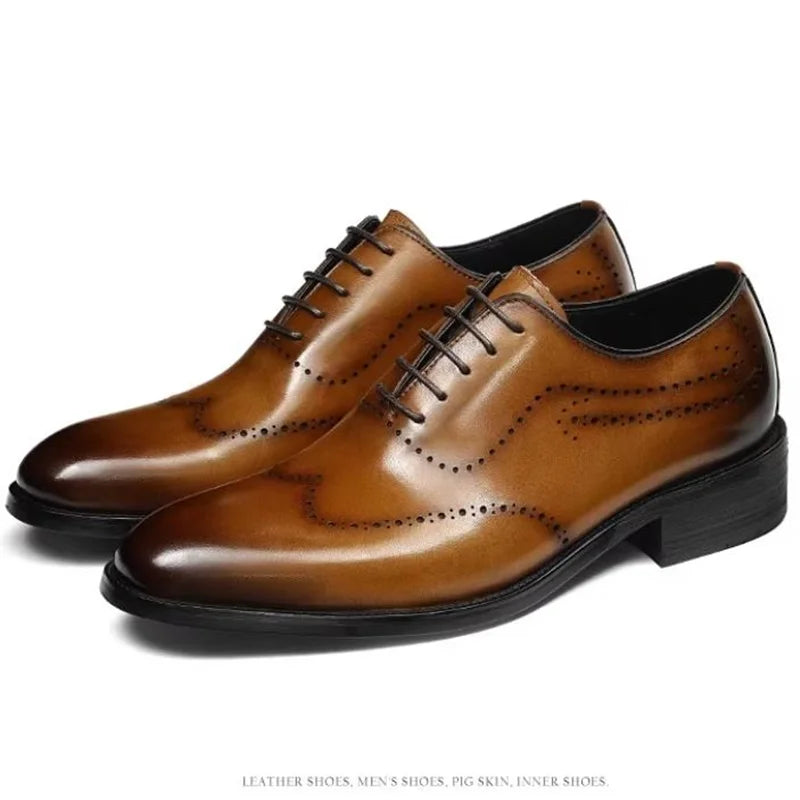 High Quality Cowhide Leather Shoes Men New Style Business Formal Shoes Lace-up Oxford Dress Shoes For Man